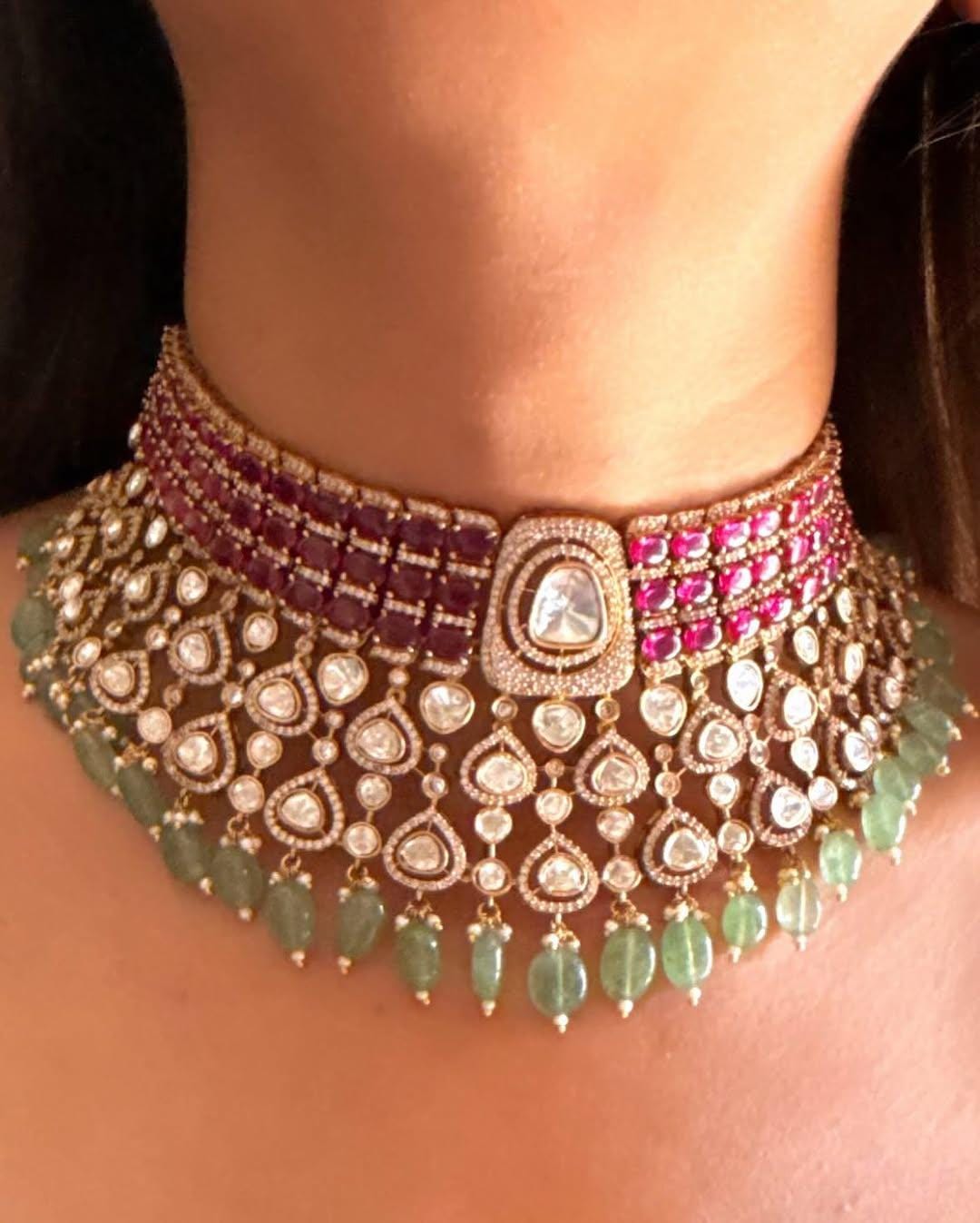 Kundan Style Bridal Choker Set | Indian Wedding Jewelry with Maang Tikka
