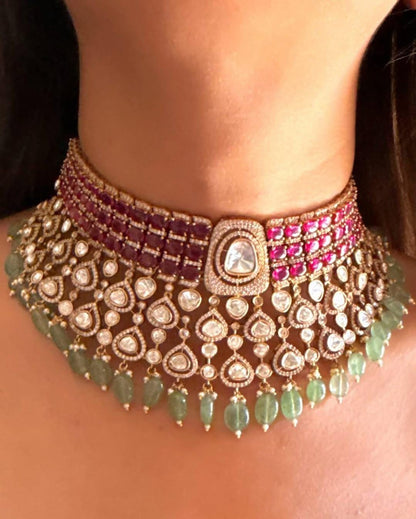 Kundan Style Bridal Choker Set | Indian Wedding Jewelry with Maang Tikka