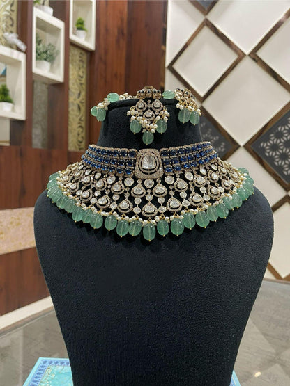 Kundan Style Bridal Choker Set | Indian Wedding Jewelry with Maang Tikka
