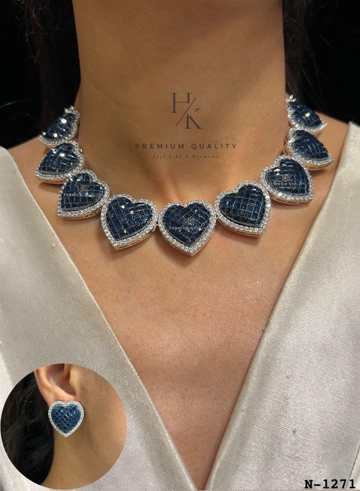 Heart CZ Necklace & Earrings Set: Romantic Cubic Zirconia Jewelry