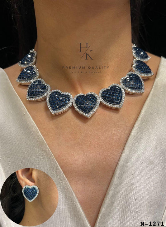 Heart CZ Necklace & Earrings Set: Romantic Cubic Zirconia Jewelry