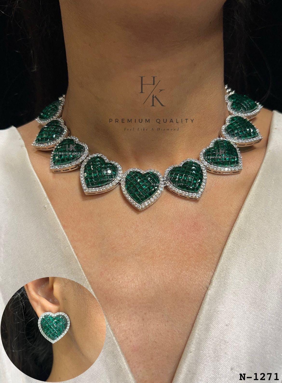 Heart CZ Necklace & Earrings Set: Romantic Cubic Zirconia Jewelry