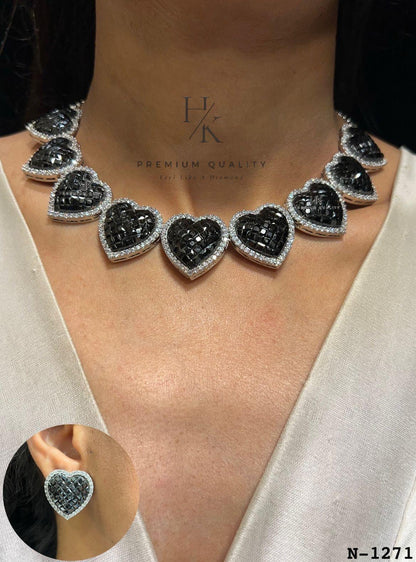 Heart CZ Necklace & Earrings Set: Romantic Cubic Zirconia Jewelry