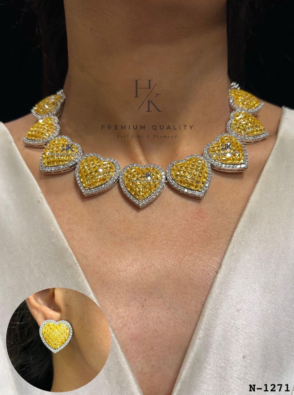 Heart CZ Necklace & Earrings Set: Romantic Cubic Zirconia Jewelry