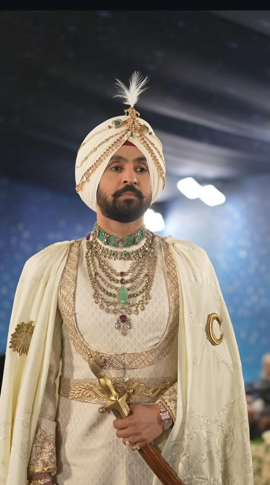 Moissanite Kundan Choker Necklace Set: Punjabi Bridal Jewelry