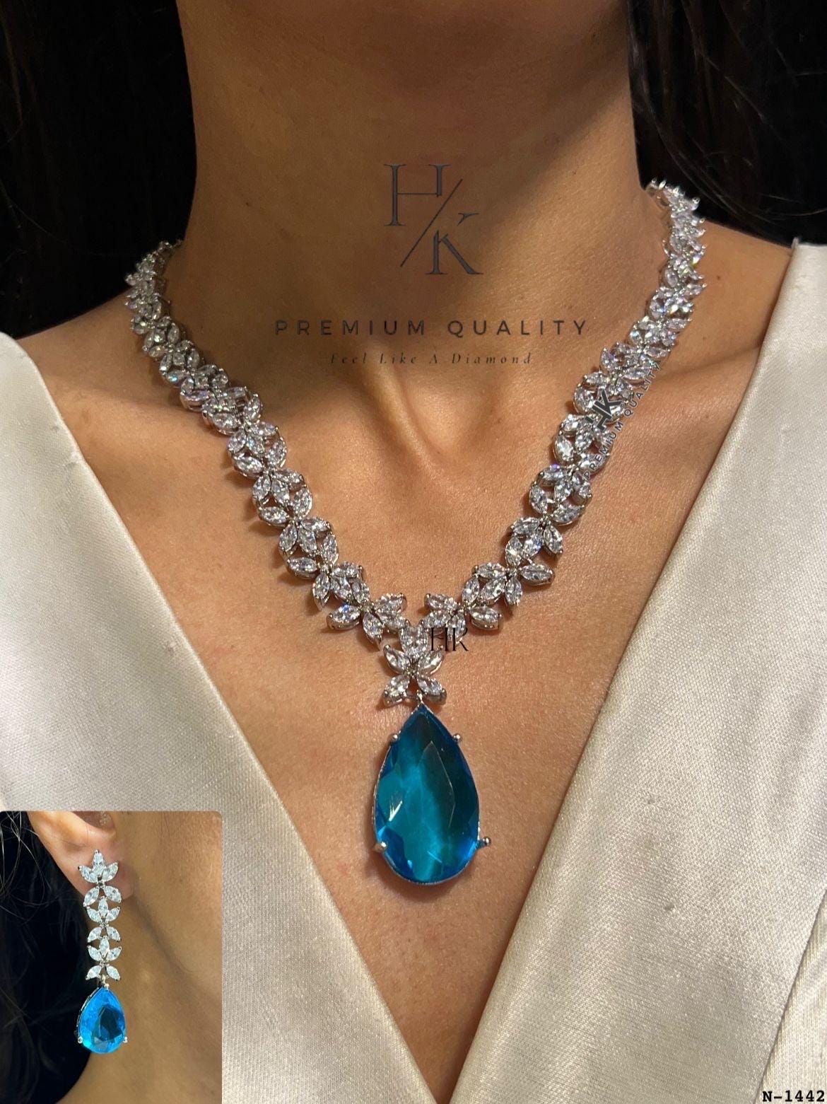 American Diamond Pendant Set: Elegant AD Jewelry with Earrings