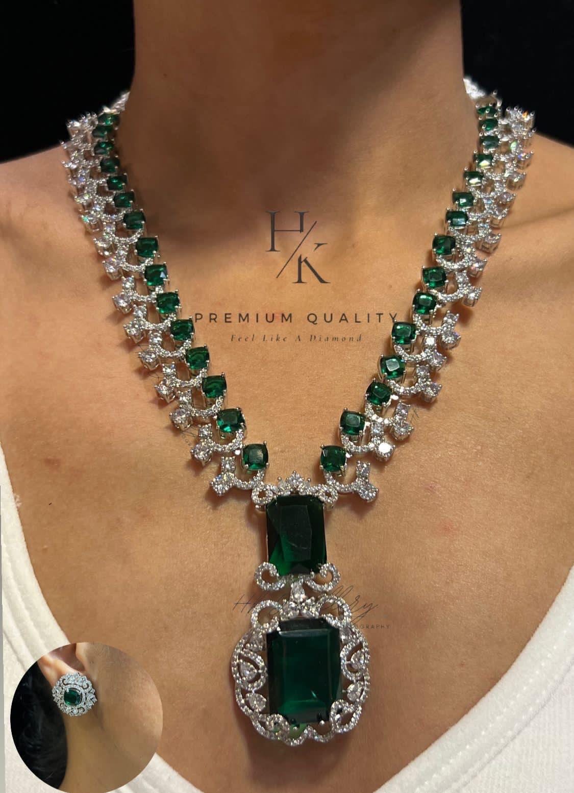 Neeta Ambani Inspired American Diamond Pendant Set: Celebrity Style AD Jewelry