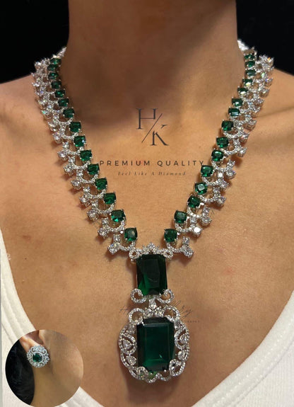 Neeta Ambani Inspired American Diamond Pendant Set: Celebrity Style AD Jewelry