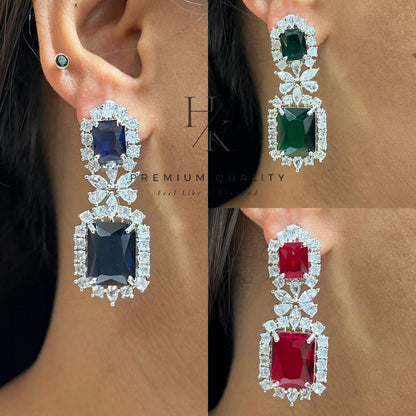 American Diamond Necklace & Earrings Set: Indian Bridal AD Jewelry