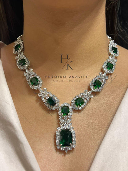 American Diamond Necklace & Earrings Set: Indian Bridal AD Jewelry