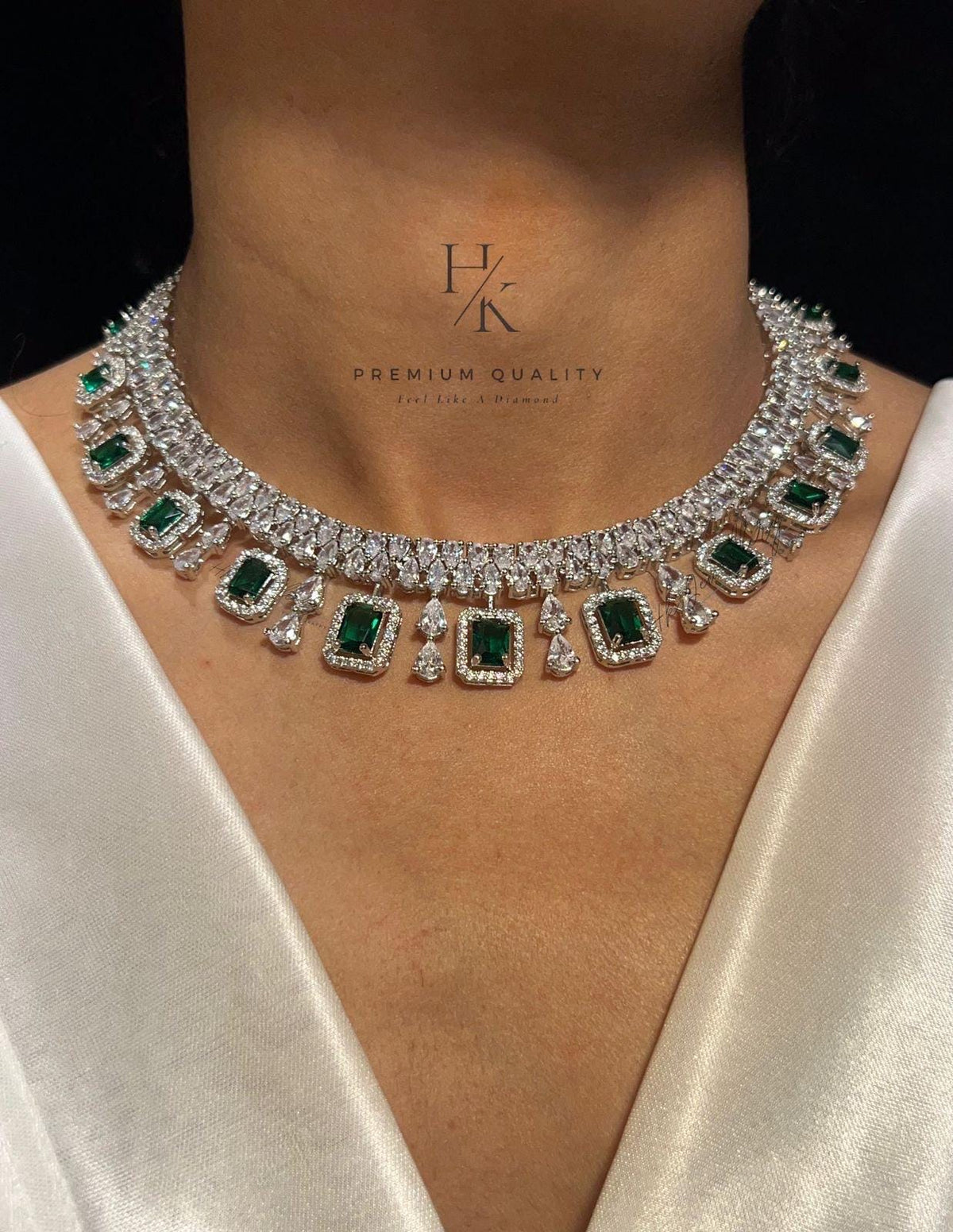 Dainty American Diamond Necklace & Earrings Set: Elegant Party Jewelry