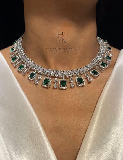 Dainty American Diamond Necklace & Earrings Set: Elegant Party Jewelry
