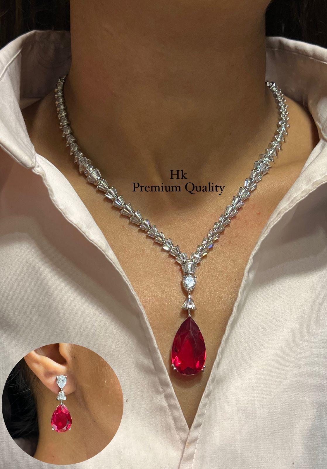 Deepika Padukone Inspired AD Pendant Set: American Diamond Celebrity Style Jewelry