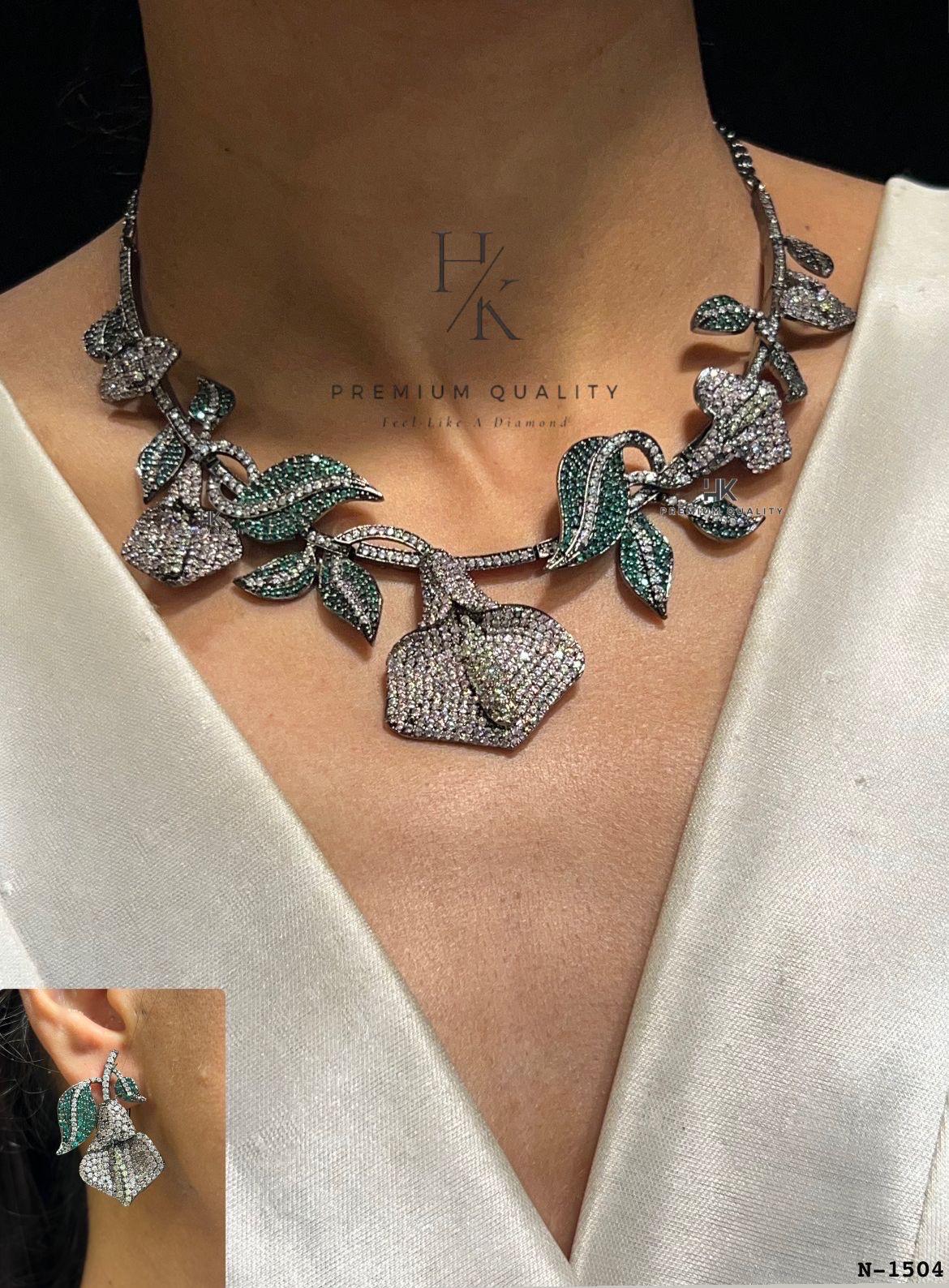 Diamond Fusion Jewelry Set: Elegant Bridal Necklace & Earrings