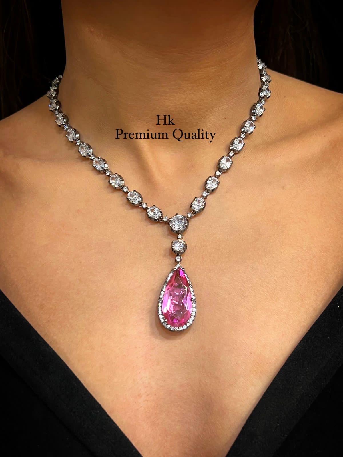 American Diamond Pendant Set with Earrings: Elegant Party & Daily Wear