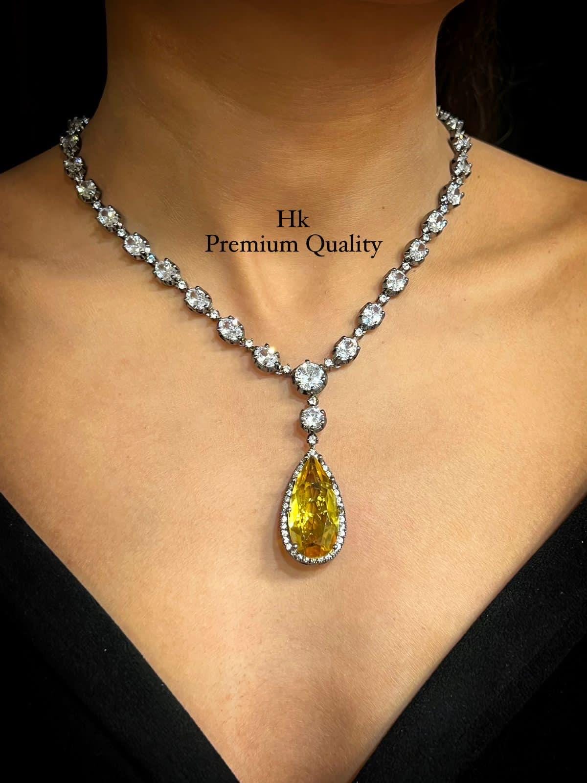 American Diamond Pendant Set with Earrings: Elegant Party & Daily Wear