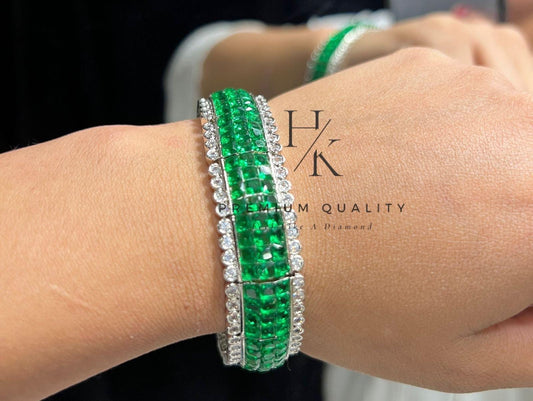 Adjustable American Diamond Bridal Bracelet: Elegant Open Bangle