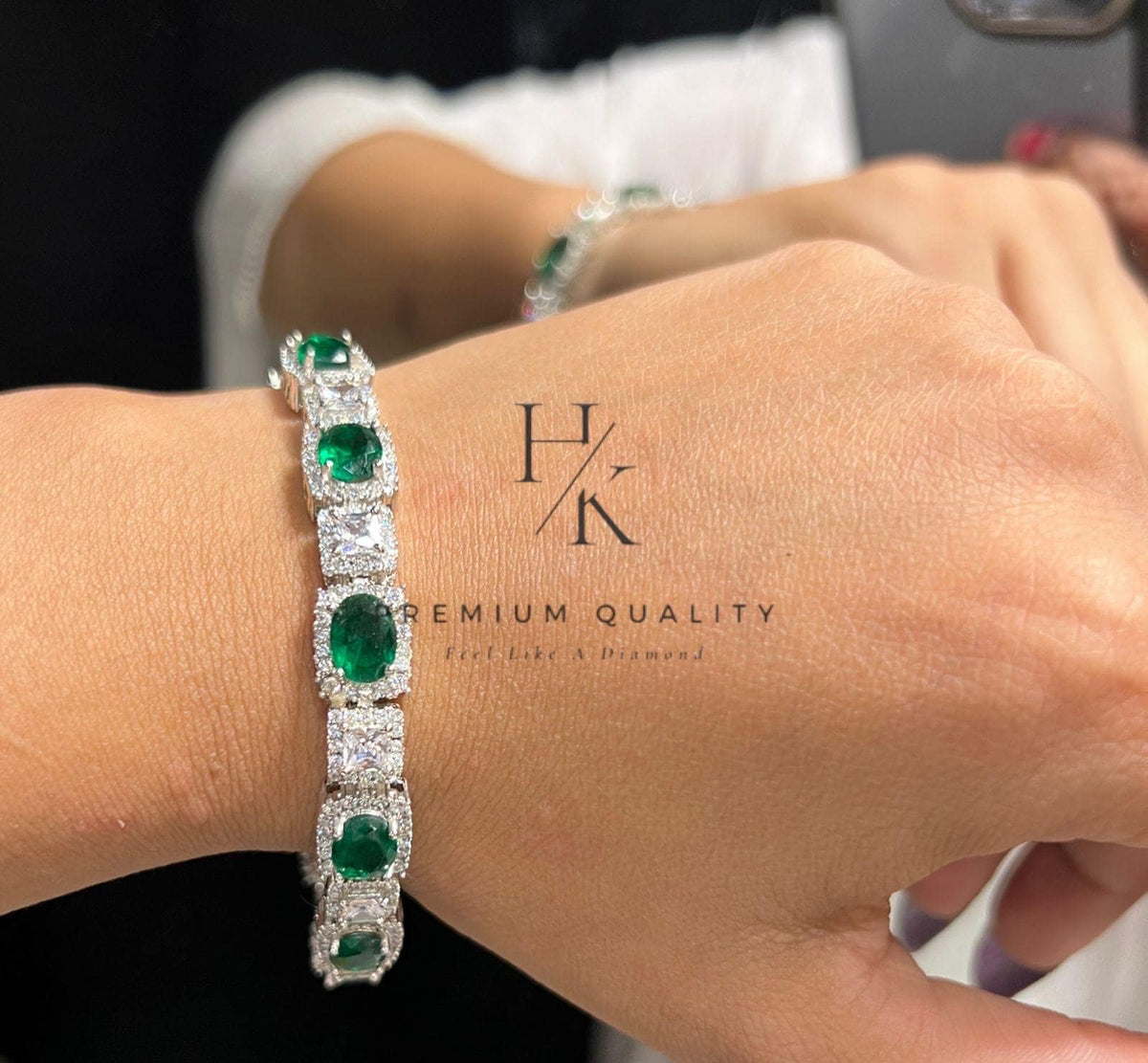 CZ Tennis Bangle | Rectangular Cut Stones, Bridal Jewelry (Wedding Gift)