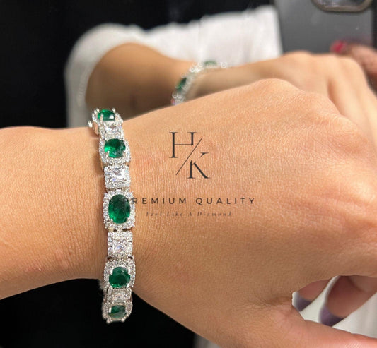 CZ Tennis Bangle | Rectangular Cut Stones, Bridal Jewelry (Wedding Gift)