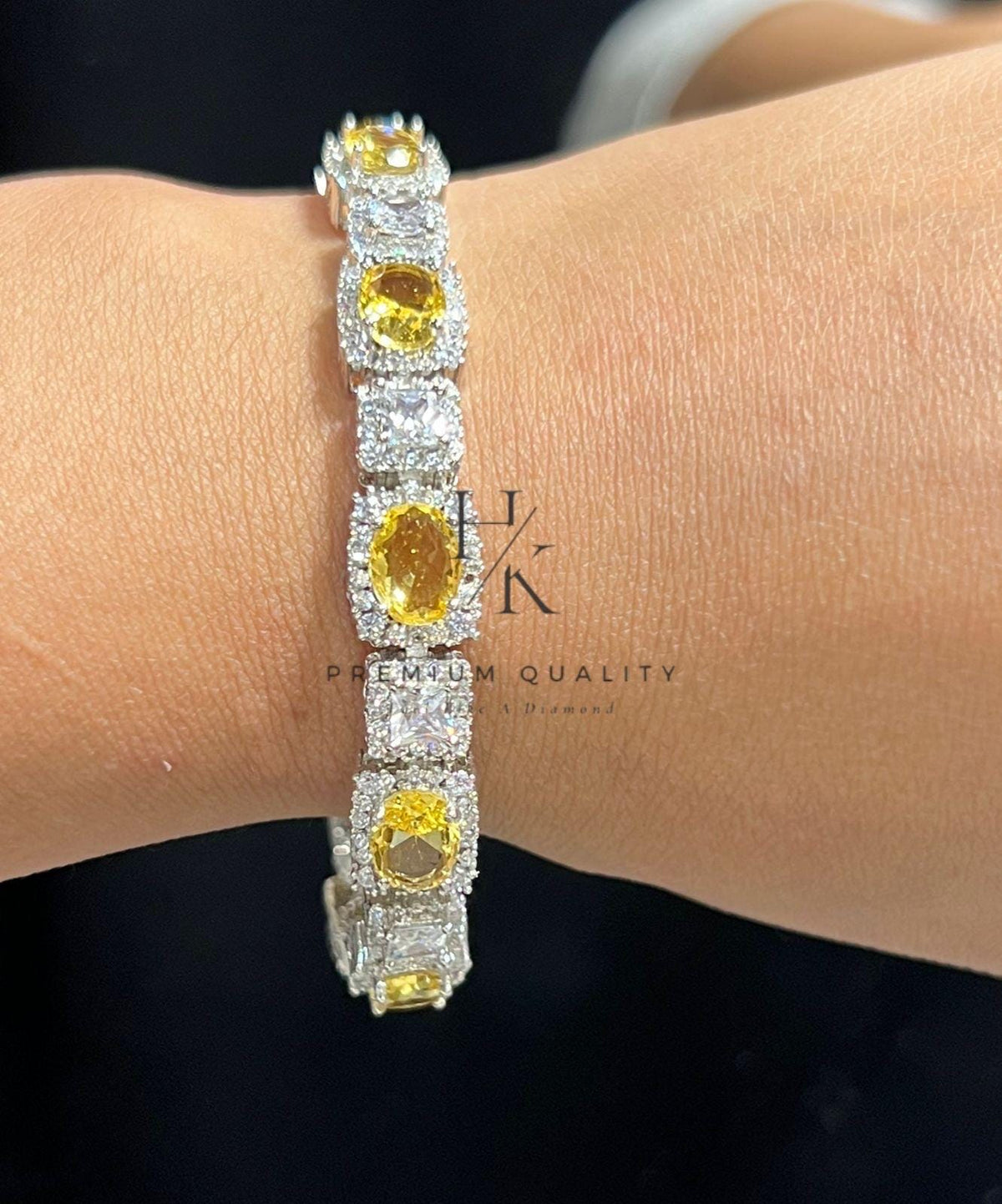 CZ Tennis Bangle | Rectangular Cut Stones, Bridal Jewelry (Wedding Gift)