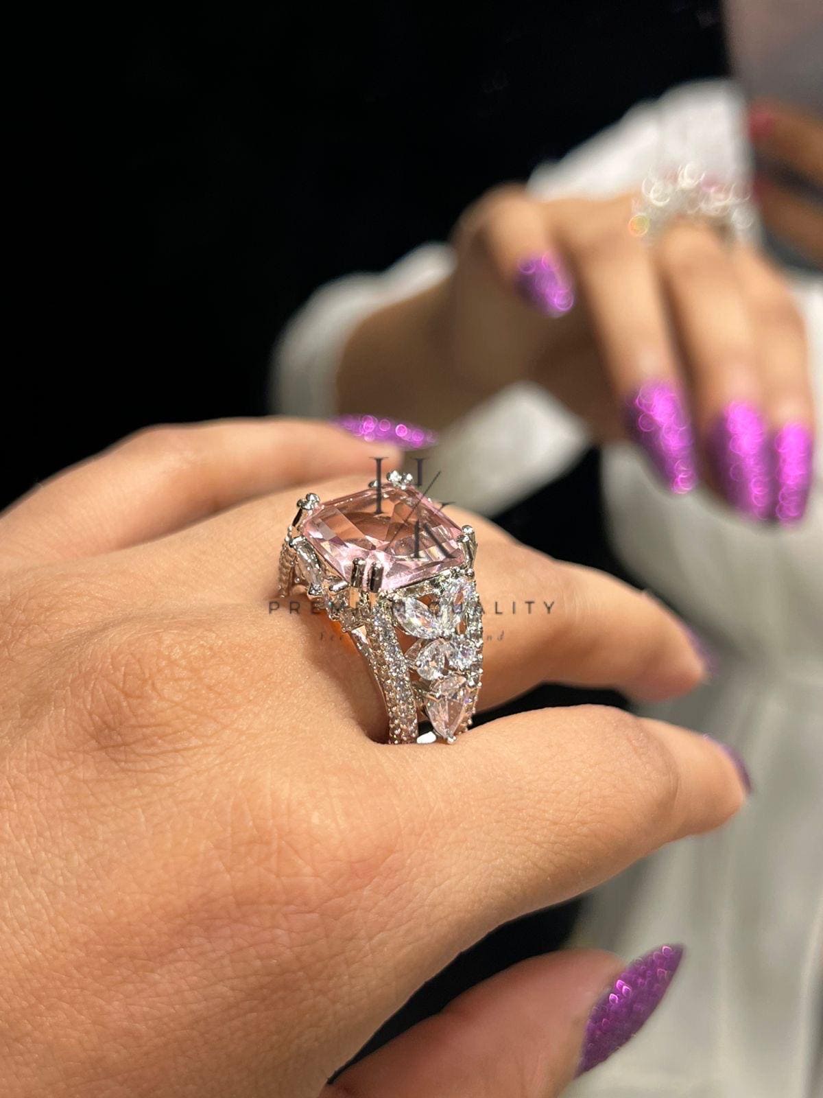 Statement Cocktail Ring, Designer Crystal Bridal Jewelry, Adjustable Party Ring