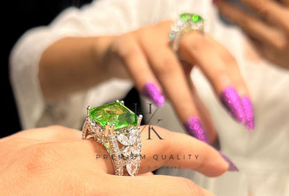 Statement Cocktail Ring, Designer Crystal Bridal Jewelry, Adjustable Party Ring