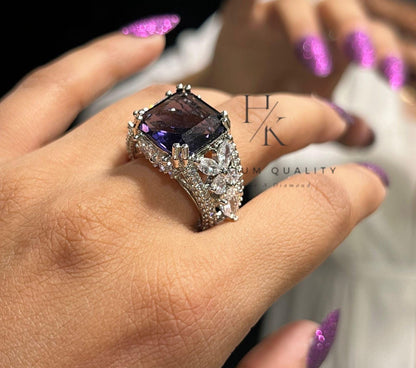 Statement Cocktail Ring, Designer Crystal Bridal Jewelry, Adjustable Party Ring