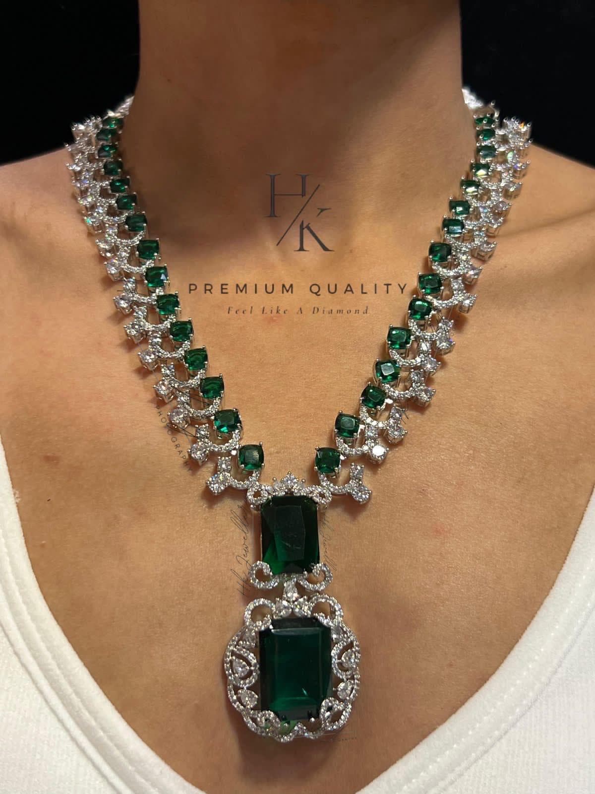 Neeta Ambani Inspired American Diamond Pendant Set: Celebrity Style AD Jewelry