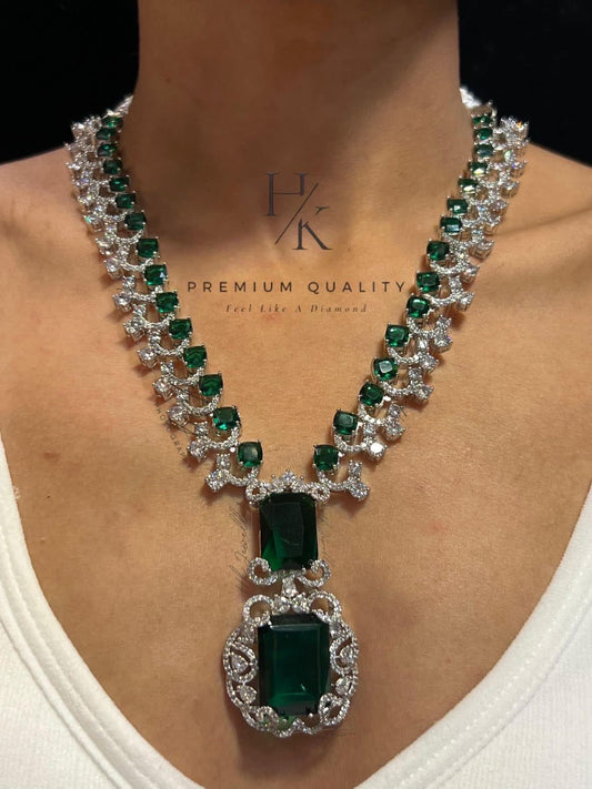 Neeta Ambani Inspired American Diamond Pendant Set: Celebrity Style AD Jewelry