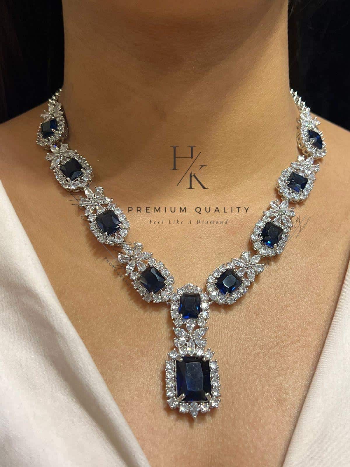 American Diamond Necklace & Earrings Set: Indian Bridal AD Jewelry
