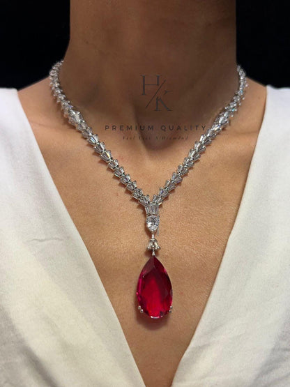 Deepika Padukone Inspired AD Pendant Set: American Diamond Celebrity Style Jewelry