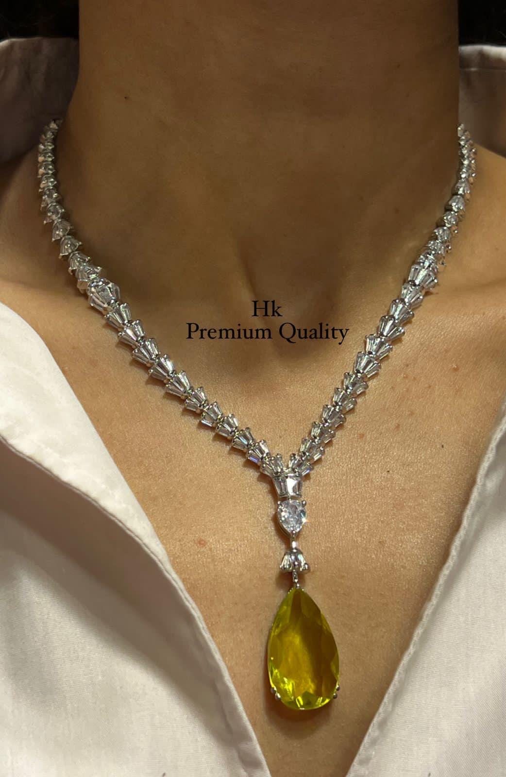 Deepika Padukone Inspired AD Pendant Set: American Diamond Celebrity Style Jewelry