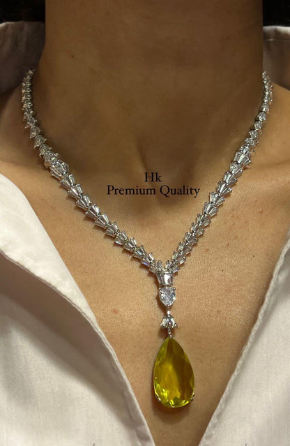Deepika Padukone Inspired AD Pendant Set: American Diamond Celebrity Style Jewelry