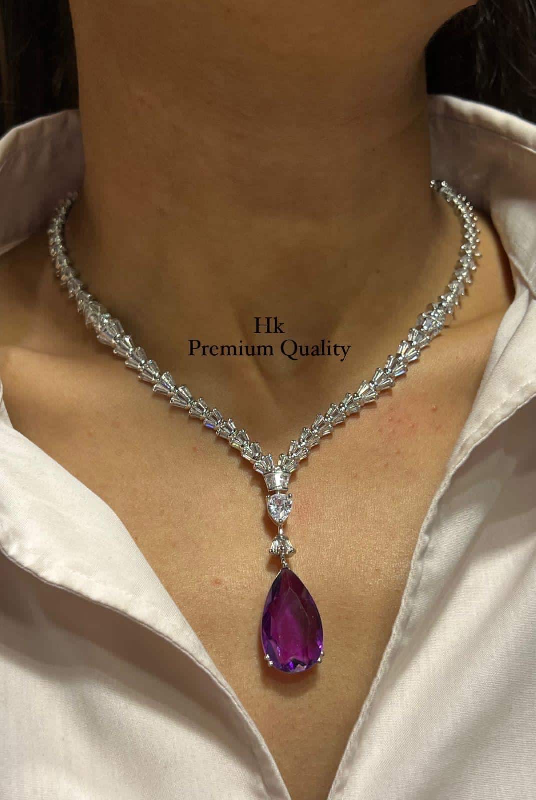 Deepika Padukone Inspired AD Pendant Set: American Diamond Celebrity Style Jewelry