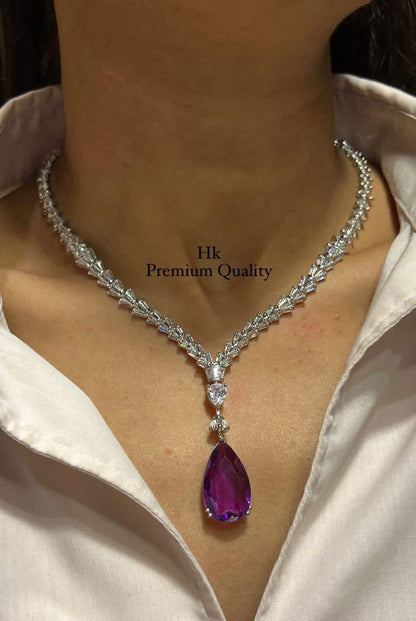 Deepika Padukone Inspired AD Pendant Set: American Diamond Celebrity Style Jewelry