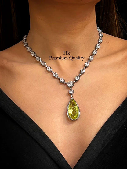 American Diamond Pendant Set with Earrings: Elegant Party & Daily Wear