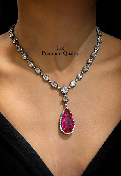 American Diamond Pendant Set with Earrings: Elegant Party & Daily Wear