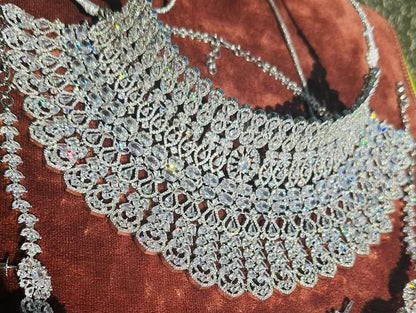 American Diamond Bridal Jewelry Set: Jhumka Earrings, Wedding Necklace