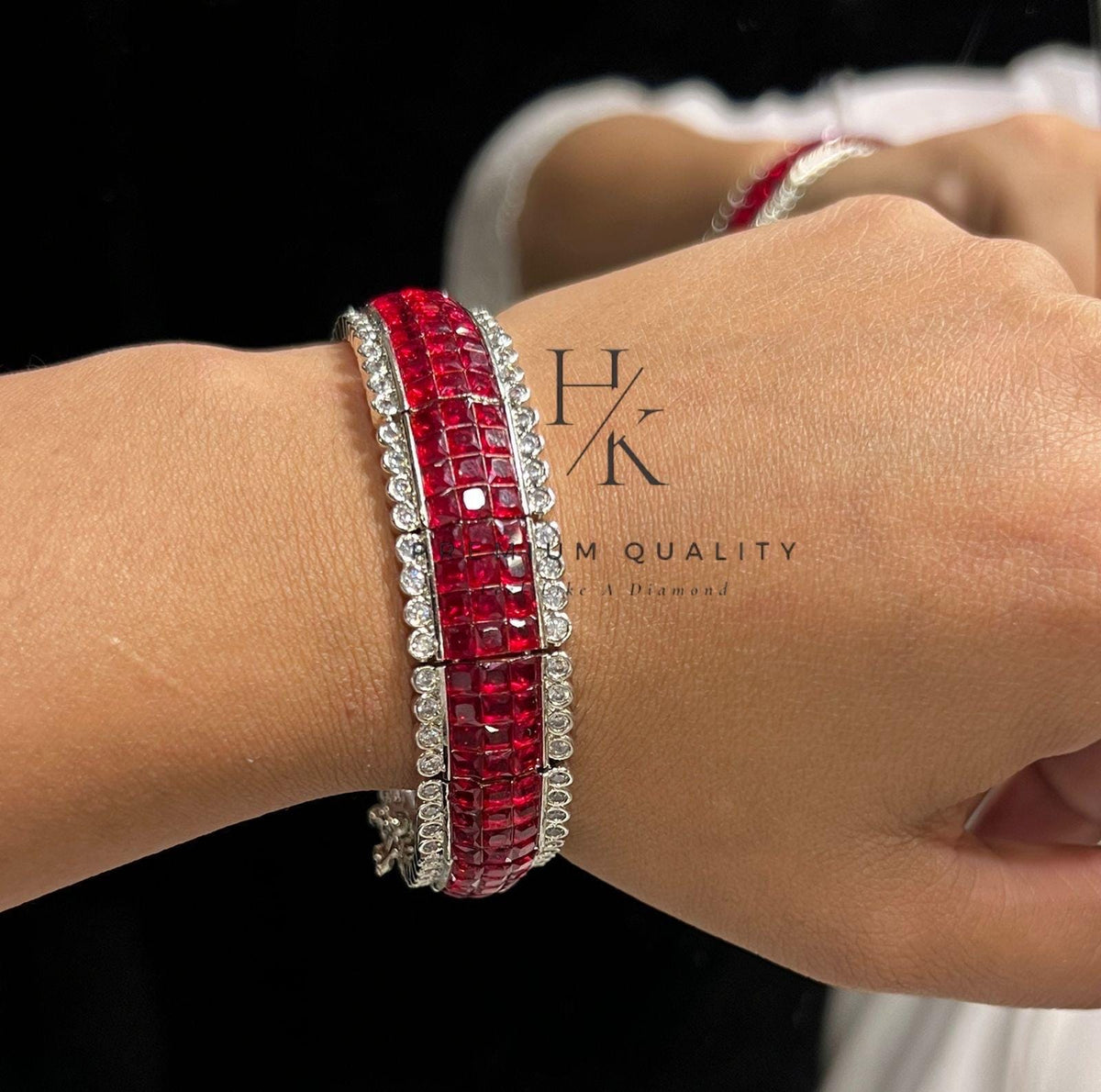 Adjustable American Diamond Bridal Bracelet: Elegant Open Bangle