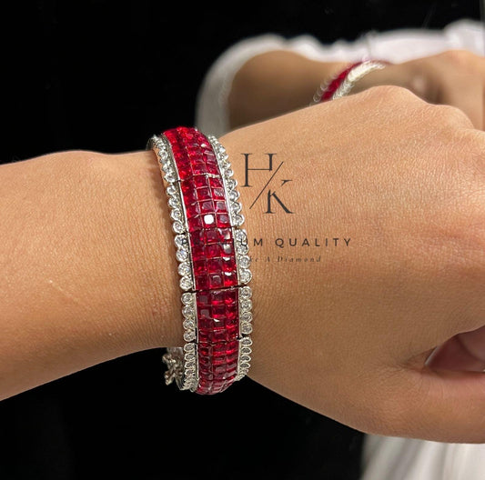 Adjustable American Diamond Bridal Bracelet: Elegant Open Bangle