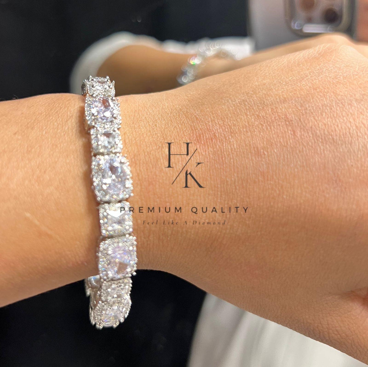 CZ Tennis Bangle | Rectangular Cut Stones, Bridal Jewelry (Wedding Gift)