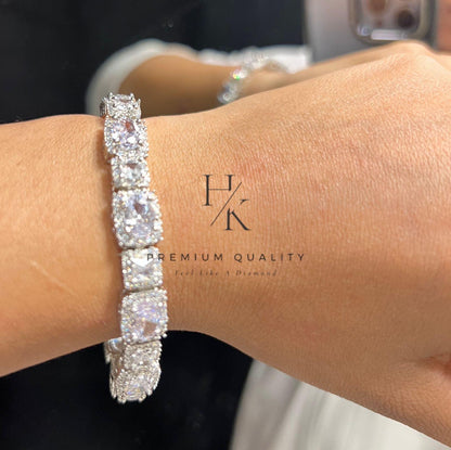 CZ Tennis Bangle | Rectangular Cut Stones, Bridal Jewelry (Wedding Gift)