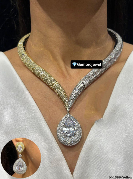 Red American Diamond Necklace Set: Bridal, Party, Festive Jewelry