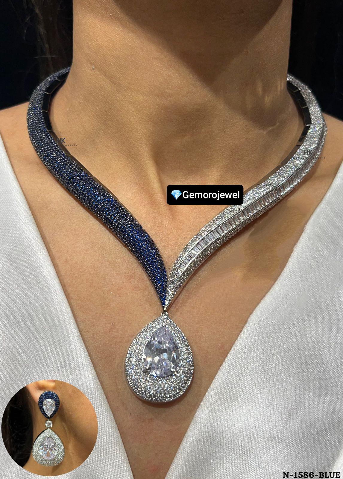 Red American Diamond Necklace Set: Bridal, Party, Festive Jewelry