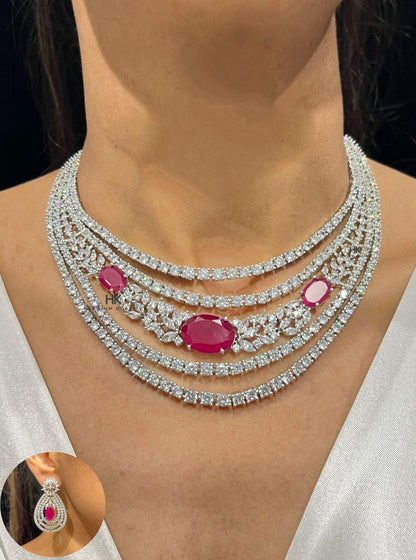 CZ Diamond Doublet Pendant & Earrings Set - Sparkling Women's Jewelry