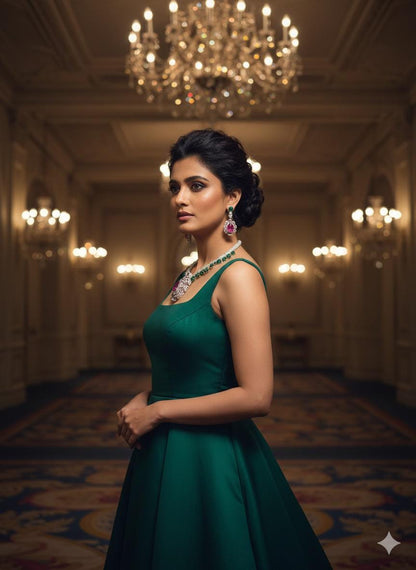 American Diamond Bridal Necklace Set | Emerald & Ruby Style Indian Wedding Jewelry