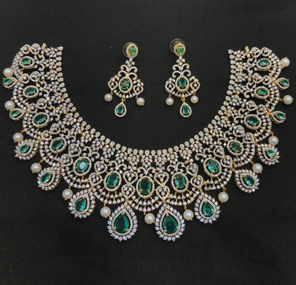 AD Stone Necklace and  Earrings Set: Indian Replica Jewelry, Wedding jewelry
