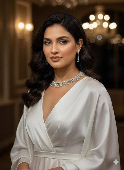 CZ Diamond Necklace & Earrings Set: Indian Bridal Jewelry