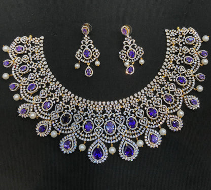 AD Stone Necklace and  Earrings Set: Indian Replica Jewelry, Wedding jewelry