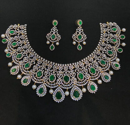AD Stone Necklace and  Earrings Set: Indian Replica Jewelry, Wedding jewelry